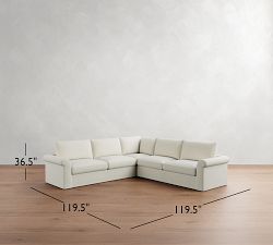 Westwood Roll Arm Slipcovered 3-Piece L-Shaped Sectional (124&quot;)