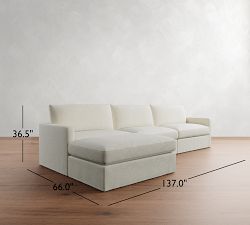 Westwood Slim Arm Slipcovered Modular Chaise Sectional (137&quot;)