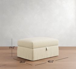 Carmel Wide Arm Slipcovered Sectional Storage Ottoman