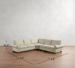 Turner Roll Arm 3-Piece L-Shaped Wedge Sectional (113&quot;&ndash;117&quot;)