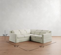 York Square Arm Deep Seat Slipcovered 3-Piece L-Shaped Sectional (98&quot;)