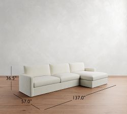 Westwood Slim Arm Slipcovered Chaise Sectional (131&quot;&ndash;146&quot;)