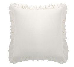 Open Box: Belgian Flax Linen Fringe Ruffle Sham, Euro Set of 3 - Classic Ivory