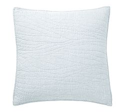 Open Box: Belgian Flax Linen Handcrafted Quilted Sham, Euro Set of 3 - Blue Frost