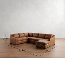 York Slope Arm Leather 4-Piece Chaise Sectional (119&quot;)