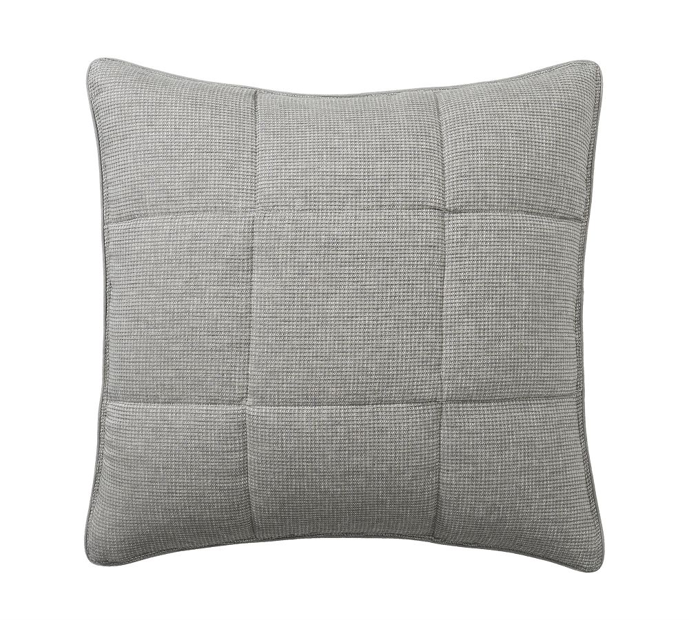 Open Box: European Flax Linen Waffle Comforter Sham, Euro Set of 3 - Light Gray