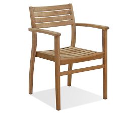 Monza Stacking Teak Outdoor Armchairs, Set of 2