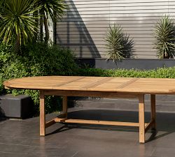 Nassau Oval Teak Extending Outdoor Dining Table (87"-118")