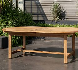 Nassau Oval Teak Extending Outdoor Dining Table (87"-118")