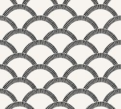 Mosaic Scallop Black/Cream Removable Wallpaper