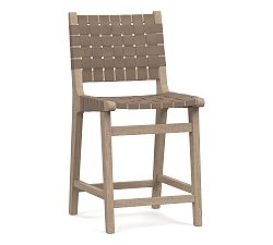 Open Box: Fenton Leather Bar Stool, Counter Height - Legacy Taupe, Seadrift Legs