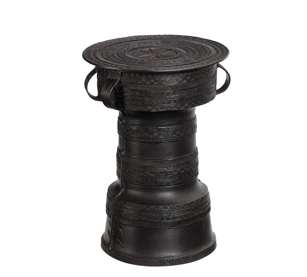 Open Box: Frog Metal Drum Outdoor Side Table, 12&quot; - Bronze