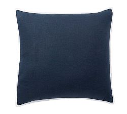 Open Box: Belgian Flax Linen Contrast Flange Sham, Euro Set of 3 - Midnight/White