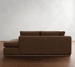 Carmel Slim Arm Leather Wood Base Return Bumper Sectional (110"&ndash;122")