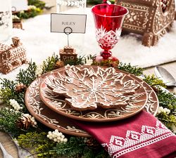 Gingerbread Snowflake Stoneware Appetizer Plates - Set of 4