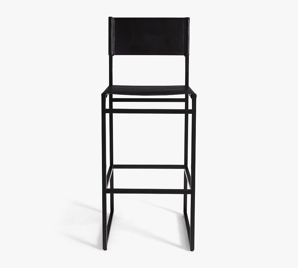 Open Box: Hardy Leather Barstool - Bronze/Black Leather
