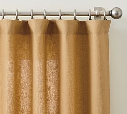 Open Box: Belgian Flax Linen Unlined Curtain, 50" x 84," - Harvest Gold