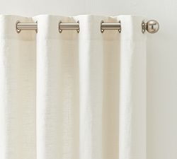 Open Box: Emery Linen Pewter Grommet Curtain, 50 x 84&quot; - Ivory
