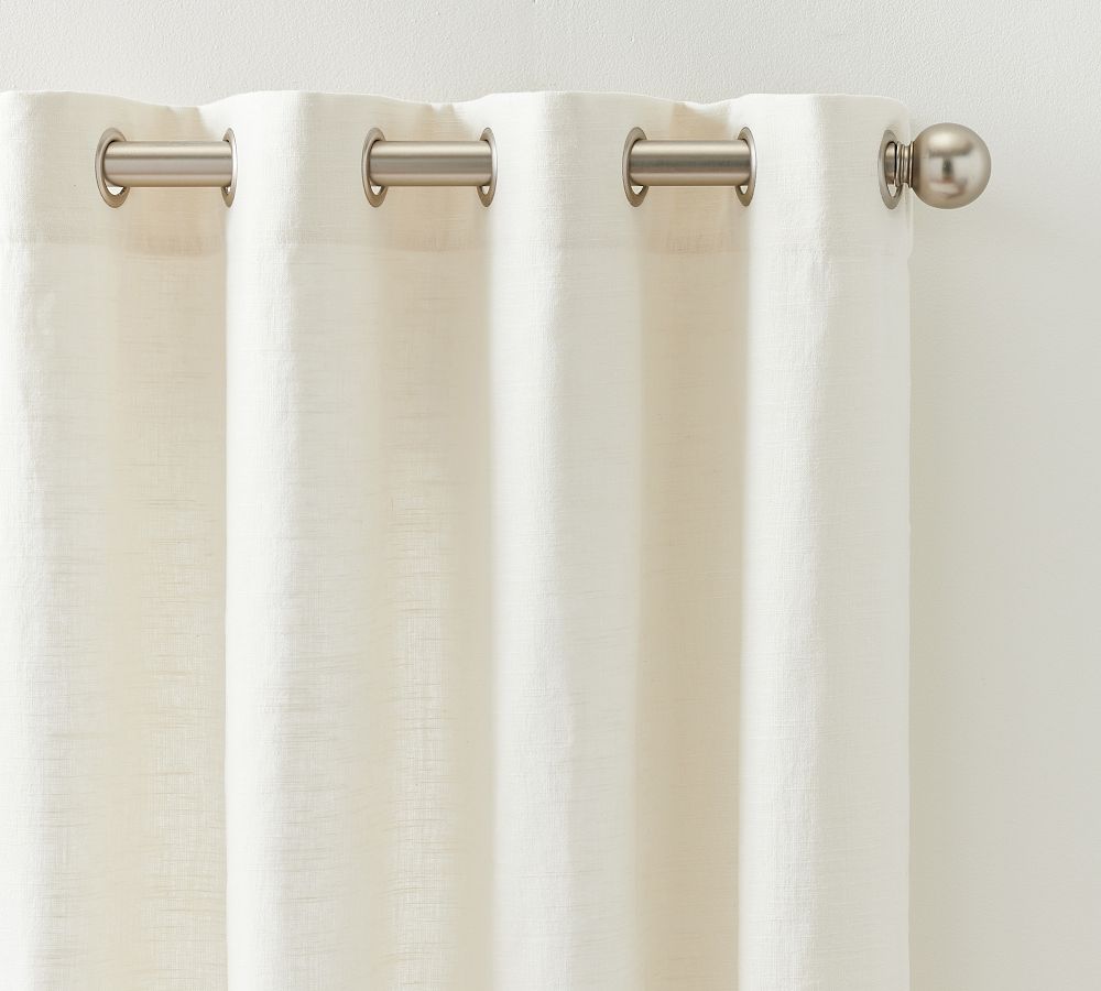 Open Box: Emery Linen Pewter Grommet Curtain, 50 x 84&quot; - Ivory