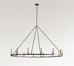 Open Box: Remington Iron Round 60&quot; Chandelier - Bronze/Tumbled Brass