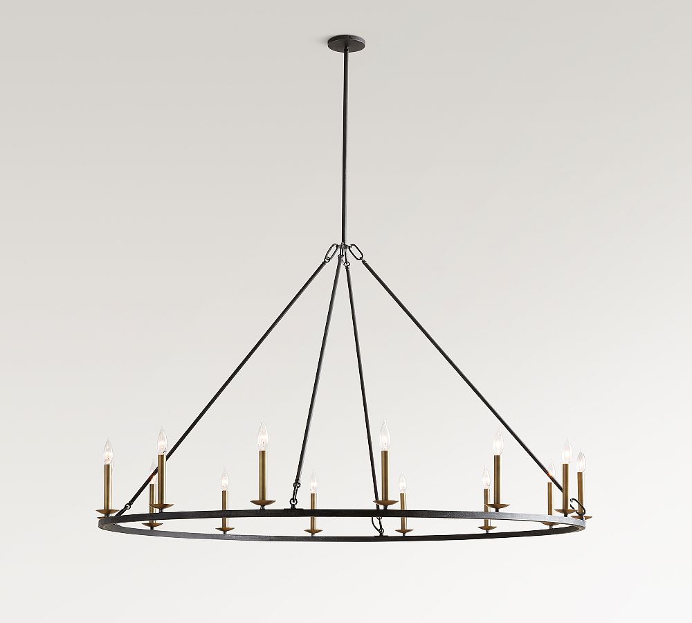 Open Box: Remington Iron Round 60&quot; Chandelier - Bronze/Tumbled Brass
