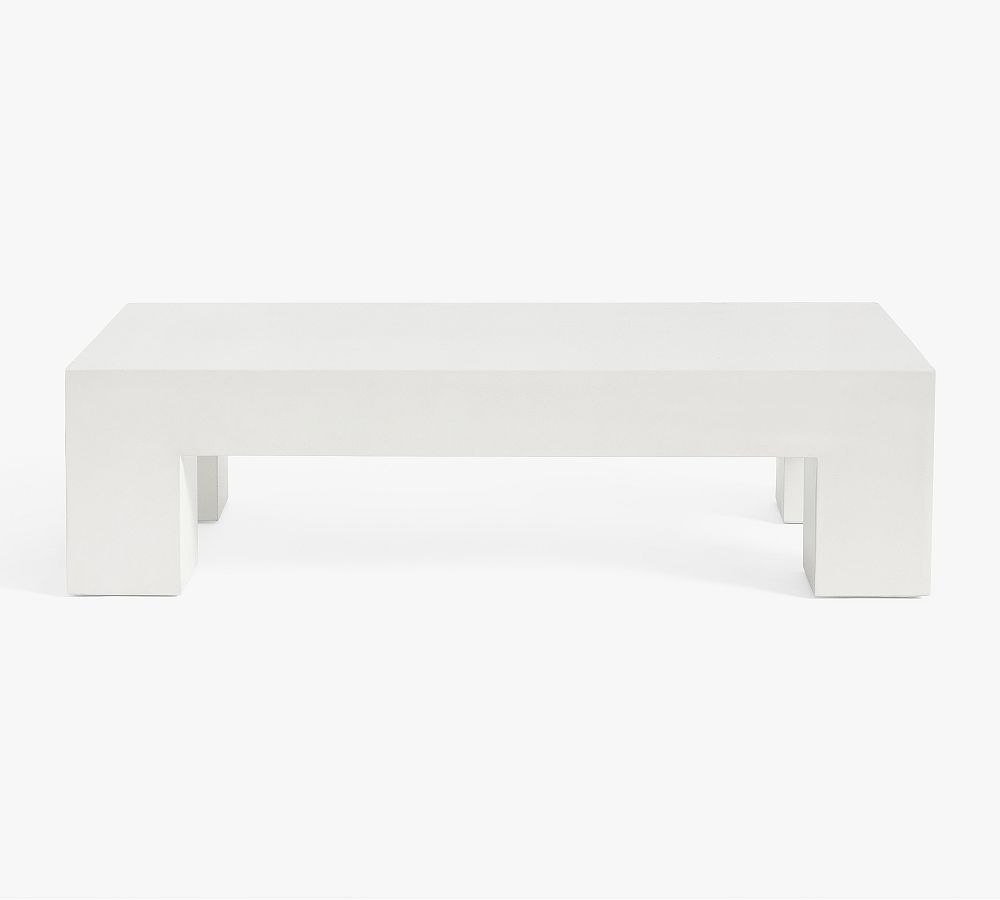 Open Box: Pomona Concrete Chunky Leg Outdoor Coffee Table, 50&quot; Rectangular - Whtie