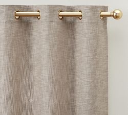 Open Box: Seaton Textured Cotton Grommet Curtain, 50&quot;W x 84&quot;L - Dark Flax, Brass Grommets
