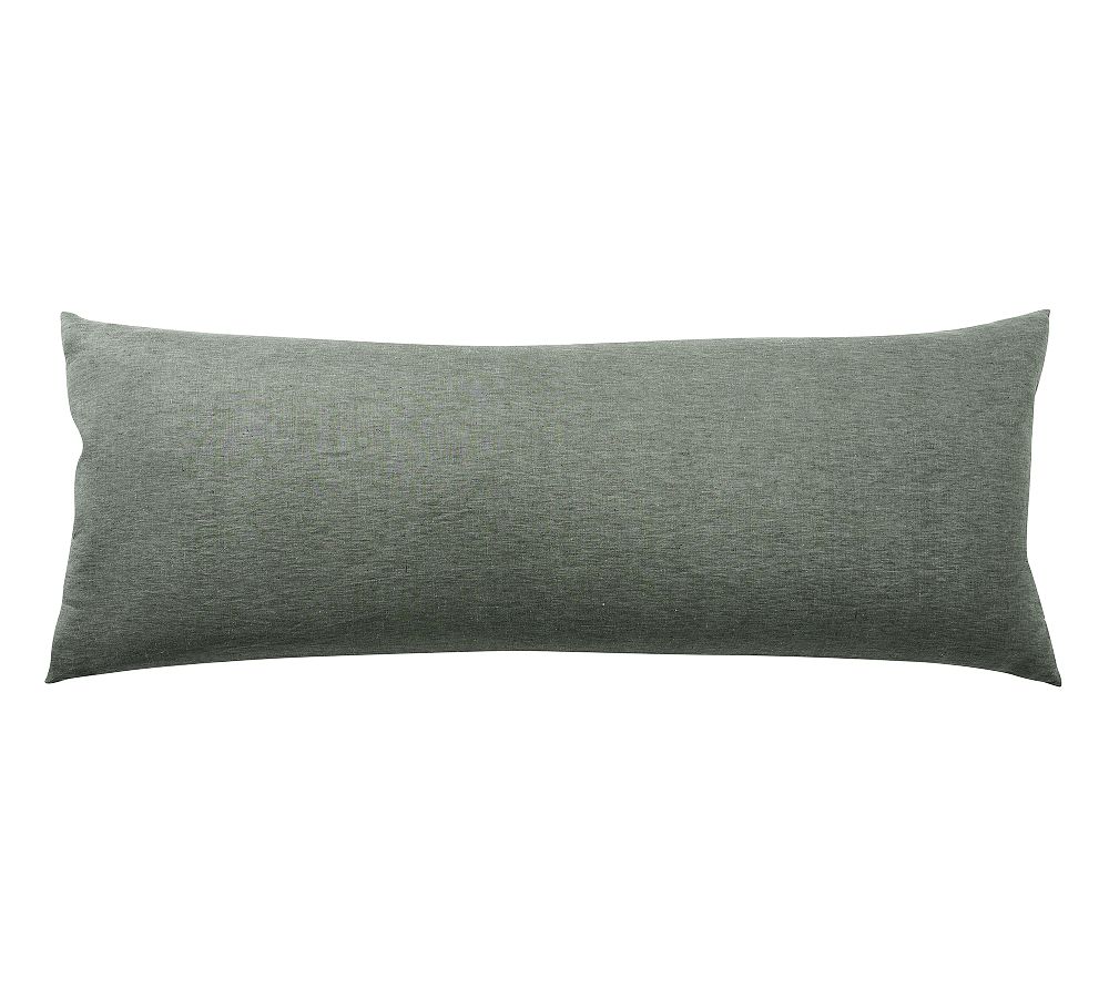Open Box: Belgian Flax Linen Lumbar Sham, Oversized - Dark Forest