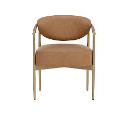 Open Box: Marquette Faux Leather Dining Armchair, Cognac