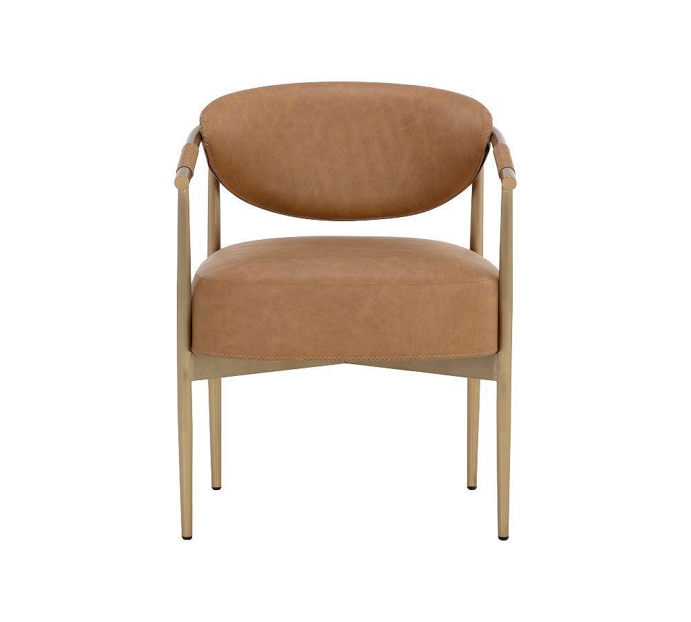 Open Box: Marquette Faux Leather Dining Armchair, Cognac