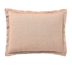 Open Box: Belgian Flax Linen Double Flange Sham, Standard Set of 2 - Rosewood Blush