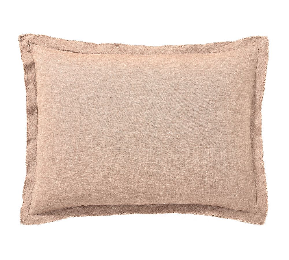 Open Box: Belgian Flax Linen Double Flange Sham, Standard Set of 2 - Rosewood Blush