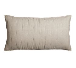 Open Box: Belgian Flax Linen Tufted Quilted Sham, King Set of 2 - Warm Gray