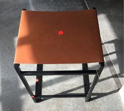 Open Box: Hardy Backless Leather Counter Stool, 24&quot;H, Individual - Bronze/Saddle Tan Leather