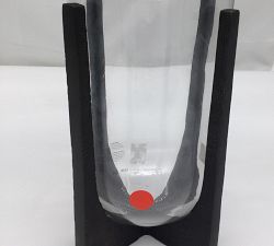 Open Box: Mesa Cast Iron Hurricane Candle Holder, Small 12.5&quot;H - Black