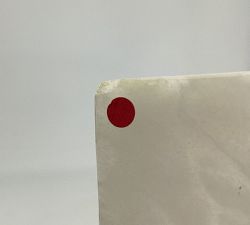 Open Box: Kyran Handcrafted Alabaster Waste Basket - White