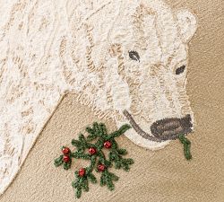 Holly Bear Embroidered Pillow