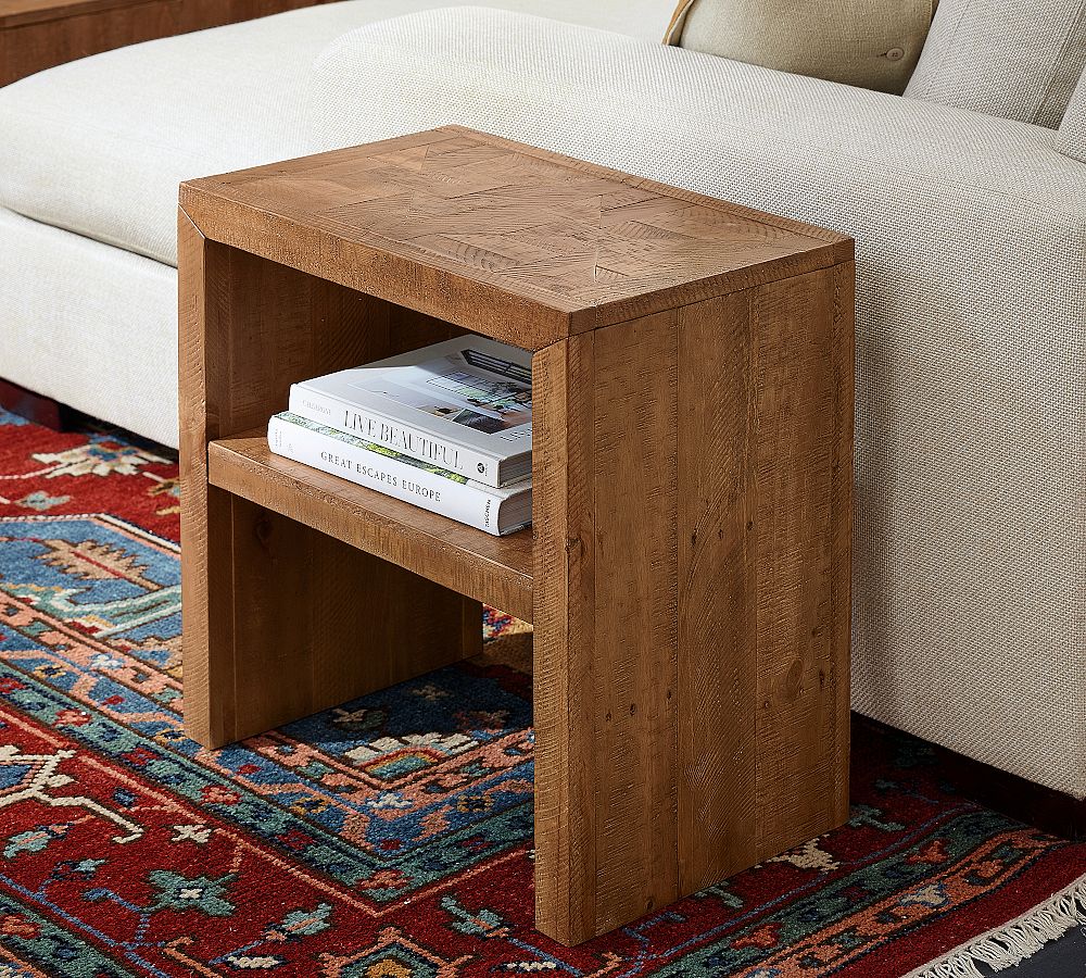 Reclaimed Parquet Rectangular Side Table (22&quot;)