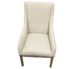 Open Box: York Upholstered Dining Armchair - Performance Boucle Oatmeal with Seadrift Legs
