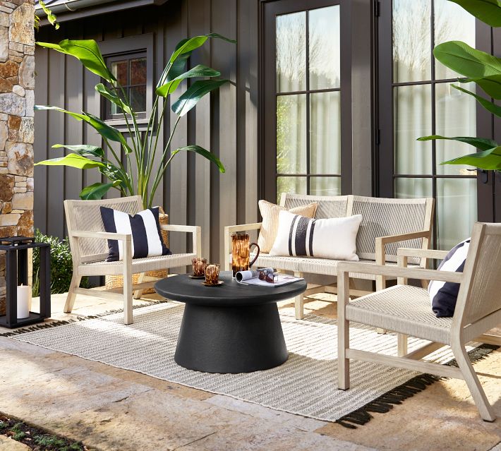 Indio Coastal Mahogany Rope Outdoor Lounge Chair Pottery Barn