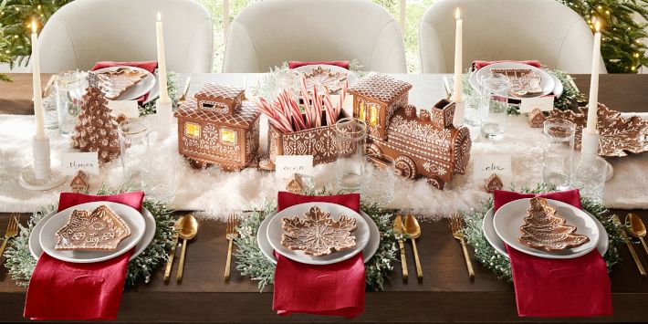 Gingerbread House Place Card Holders - Set of 4 | Pottery Barn
