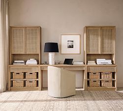 Marina Grand Cane Storage Shelf Console Desk Set (126&quot;)