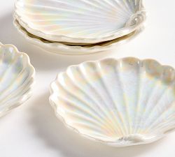 Pearlescent Shell Stoneware Coasters - Set of 4