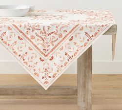 Terracotta Embroidered Cotton Table Throw