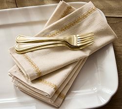 Gold Border Embroidered Napkins - Set of 4