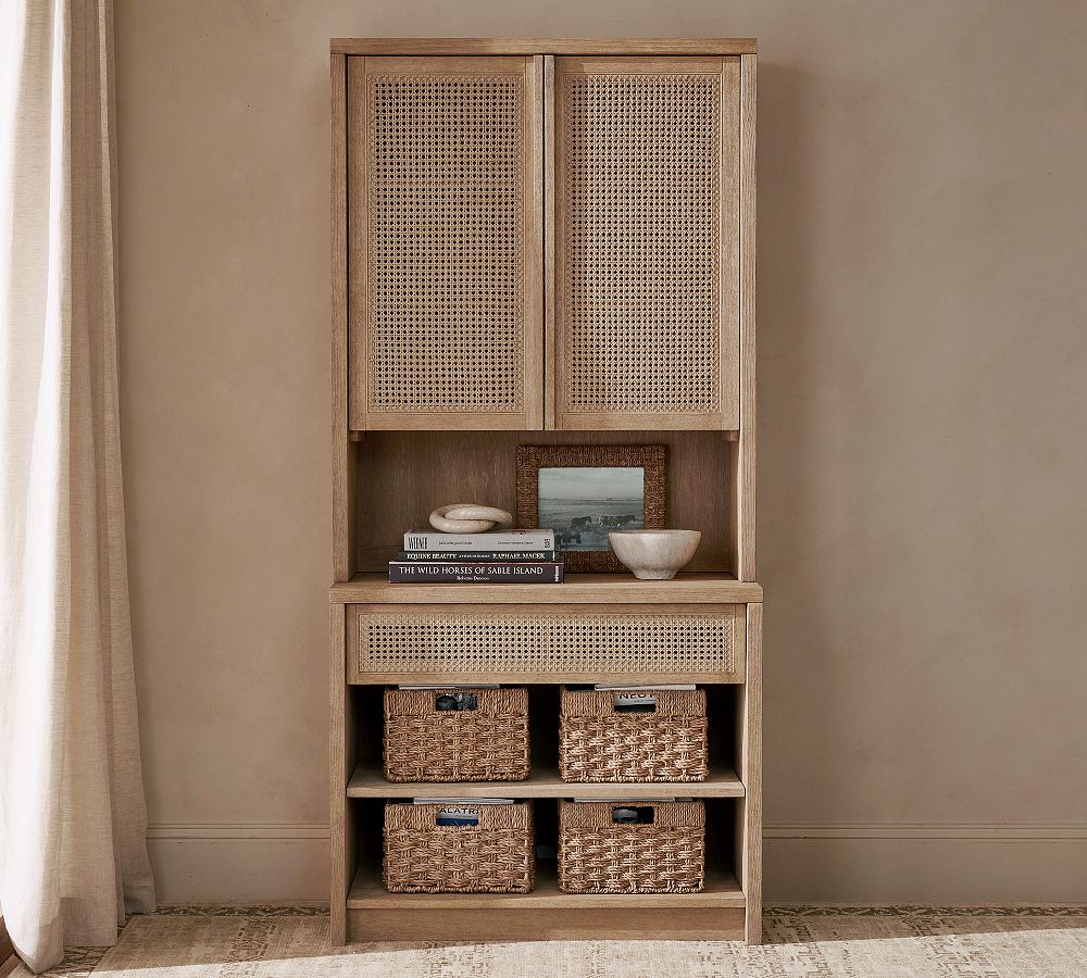 Marina Cane Tall 2-Piece Storage Cabinet (36&quot;)