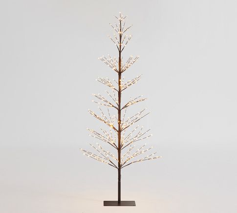 Lit Indoor/Outdoor Twinkling Twig Trees, 5 Ft. - Brown