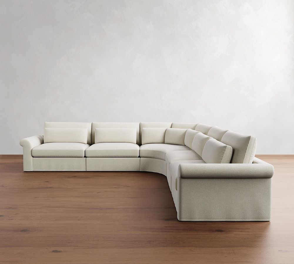 Westwood Roll Arm Deep Seat Slipcovered 5-Piece Curved Wedge Sectional (158&quot;)