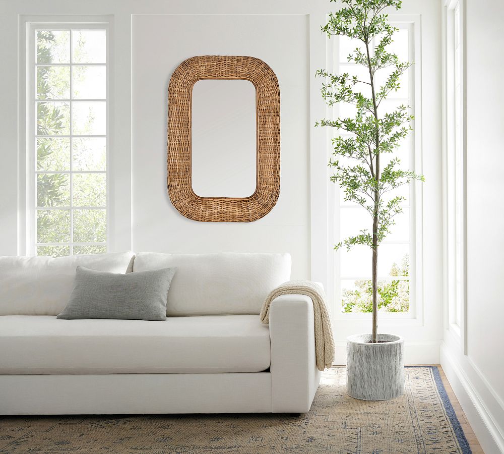 Ananda Handwoven Rattan Rectangular Wall Mirror