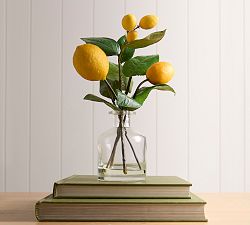 Faux Composed Lemon Branch Arrangements, Set of 2
